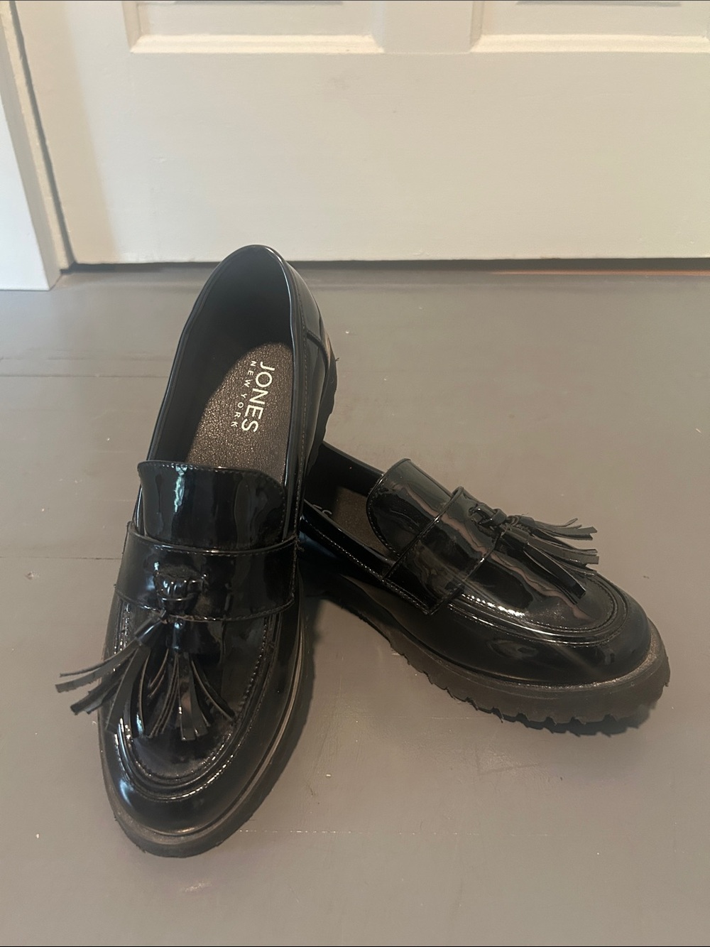 Jones New York Glossy Black Tassel Loafers